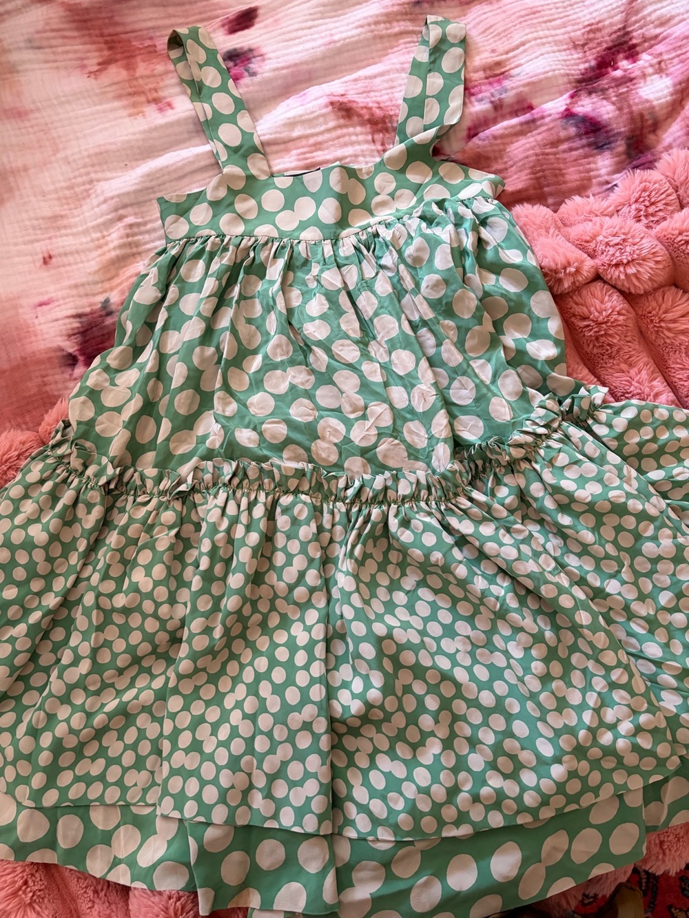 Polka Dot Silk Midi Dress Mint Green by Katy Rodriguez